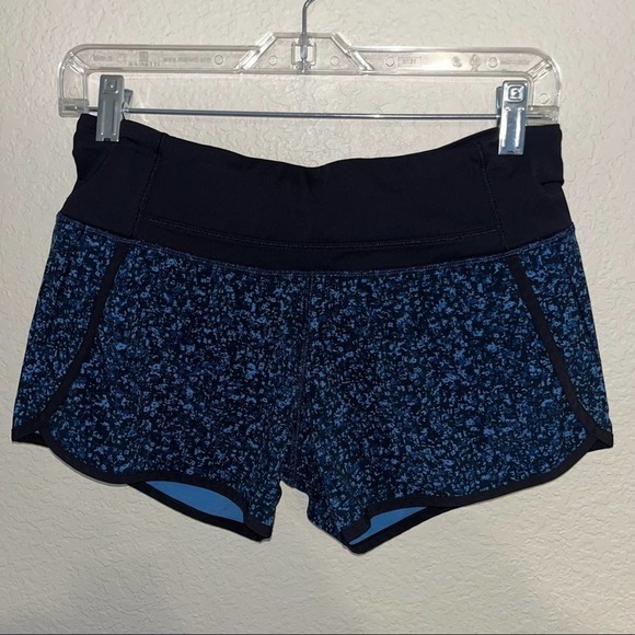 lululemon athletica Pants - Lululemon Run Times Short Bubbles Pipe Dream Blue Black / Black Size 4
